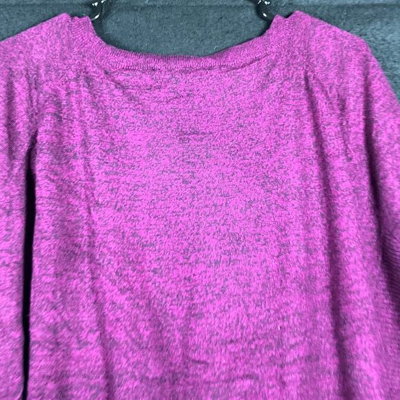 Express Womens Sweater Purple Black Oversized 3/4 Sleeve Knit Tunic Stretch L - Picture 11 of 12